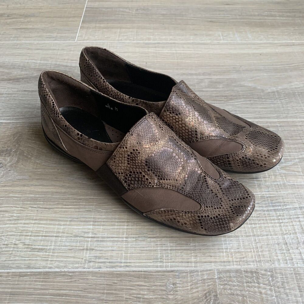 Sesto Meucci Italy Made Womens 6 M Metallic Leather Comfort Loafers Shoes Snake